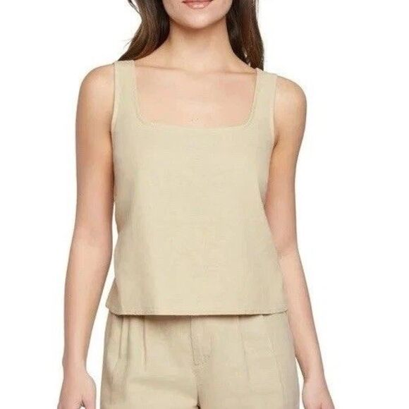 New Express Women's Linen Tank Top Size L Cream - Picture 1 of 12